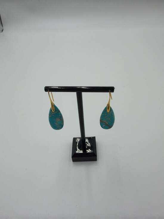 Unknown Jewelry - Elle Drop Earrings in Gold and Variegated Turquoise Magnesite